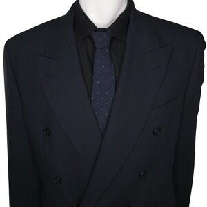 Vintage Hugo Boss Zeus Double Breasted Navy Blazer Made in USA Sz 40R EU 50 1980